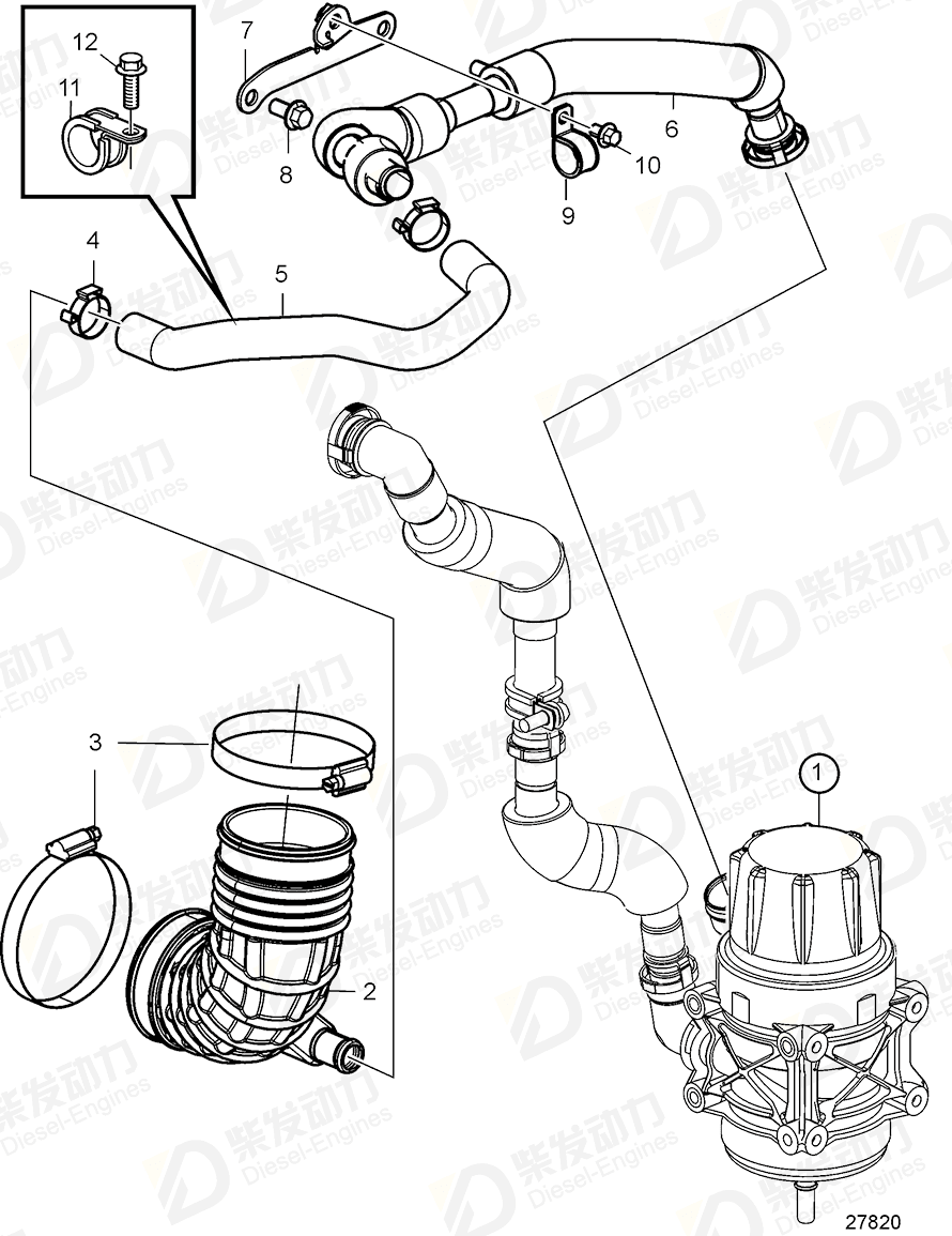 volvo penta Hose 21936366 Drawing